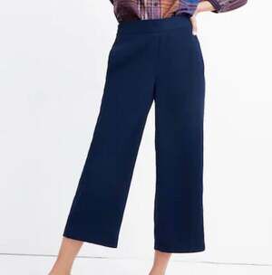Madewell Huston Pull-On Crop Pants in Navy Blue Size Small